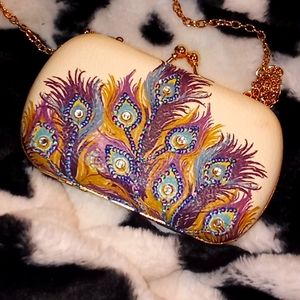 BEADED PEACOCK CLUTCH